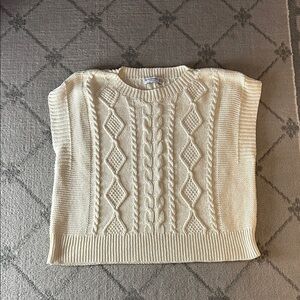 stradivarius Cream Cable Knit Crop Sweater Vest